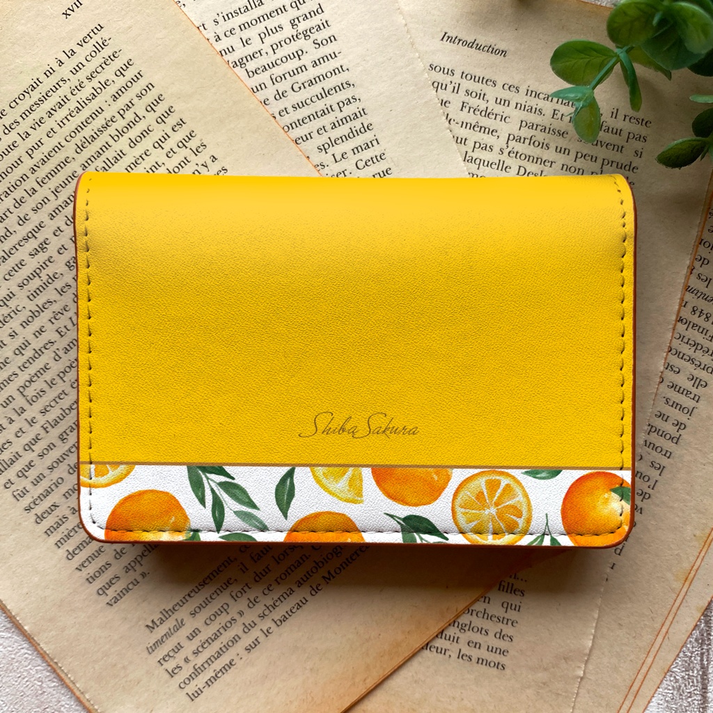 ネーブルオレンジの名刺ケース 花 オレンジ みかん フルーツカードケース 名刺入れ