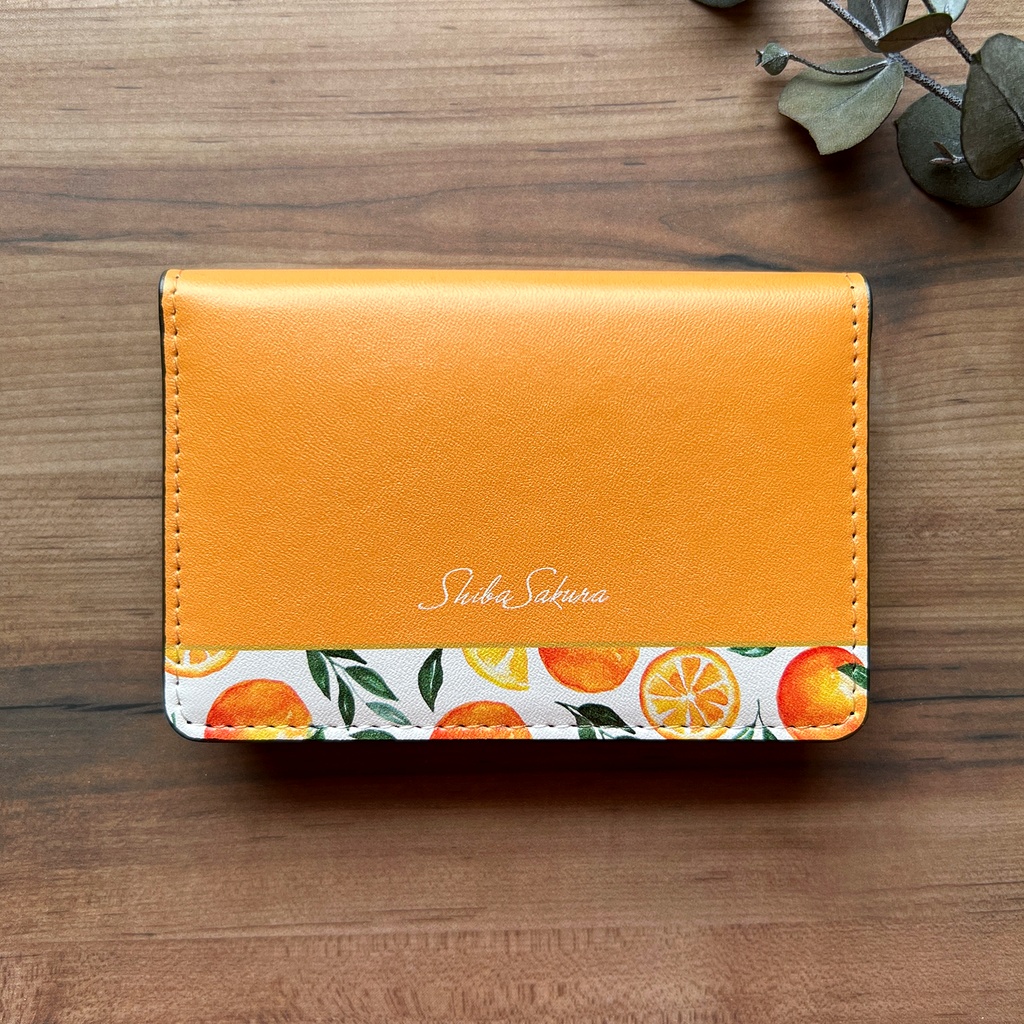 バレンシアオレンジの名刺ケース 花 オレンジ みかん フルーツカードケース 名刺入れ