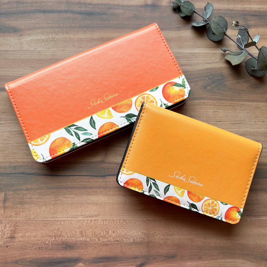 バレンシアオレンジの名刺ケース 花 オレンジ みかん フルーツカードケース 名刺入れ