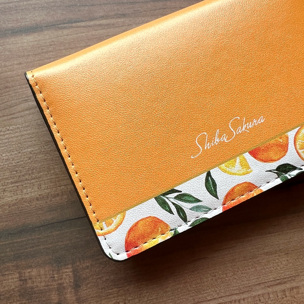 バレンシアオレンジの名刺ケース 花 オレンジ みかん フルーツカードケース 名刺入れ