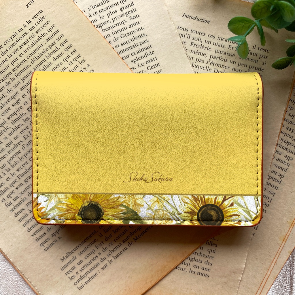 夏のひまわりの名刺ケース 花 ひまわり 夏 イエロー カードケース 名刺入れ