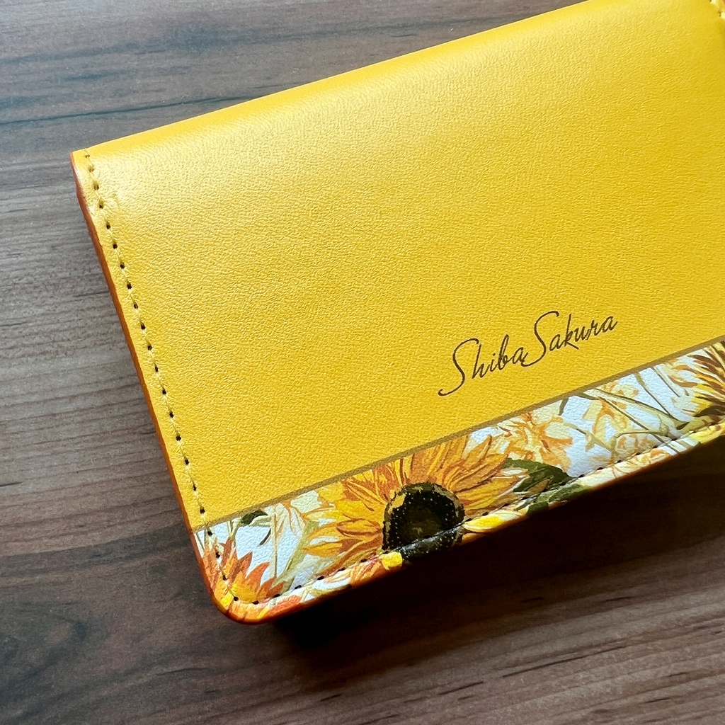 夏のひまわりの名刺ケース 花 ひまわり 夏 イエロー カードケース 名刺入れ