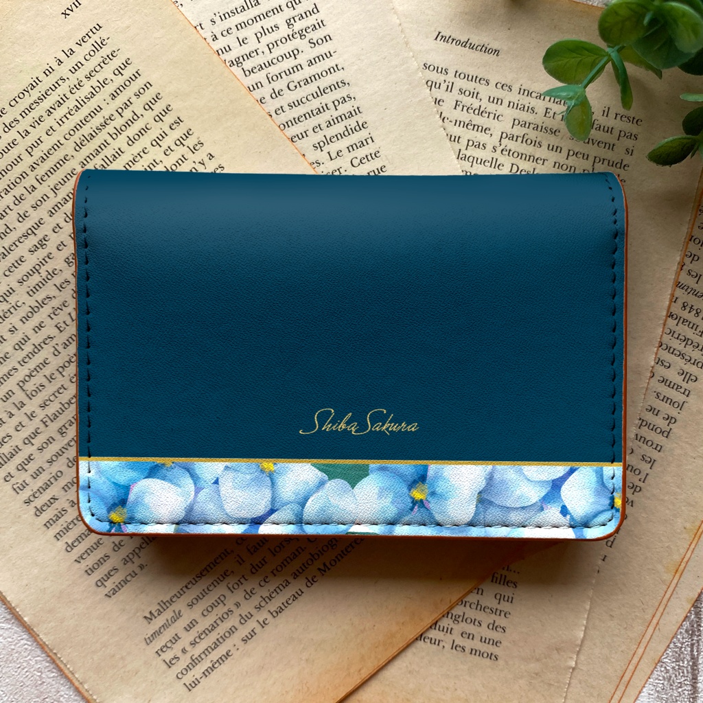 梅雨の紫陽花の名刺ケース 花 アジサイ 雨 夏 カードケース 名刺入れ