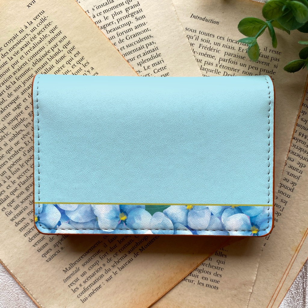 梅雨の紫陽花の名刺ケース(ライトブルー) 花 アジサイ 雨 夏 カードケース 名刺入れ