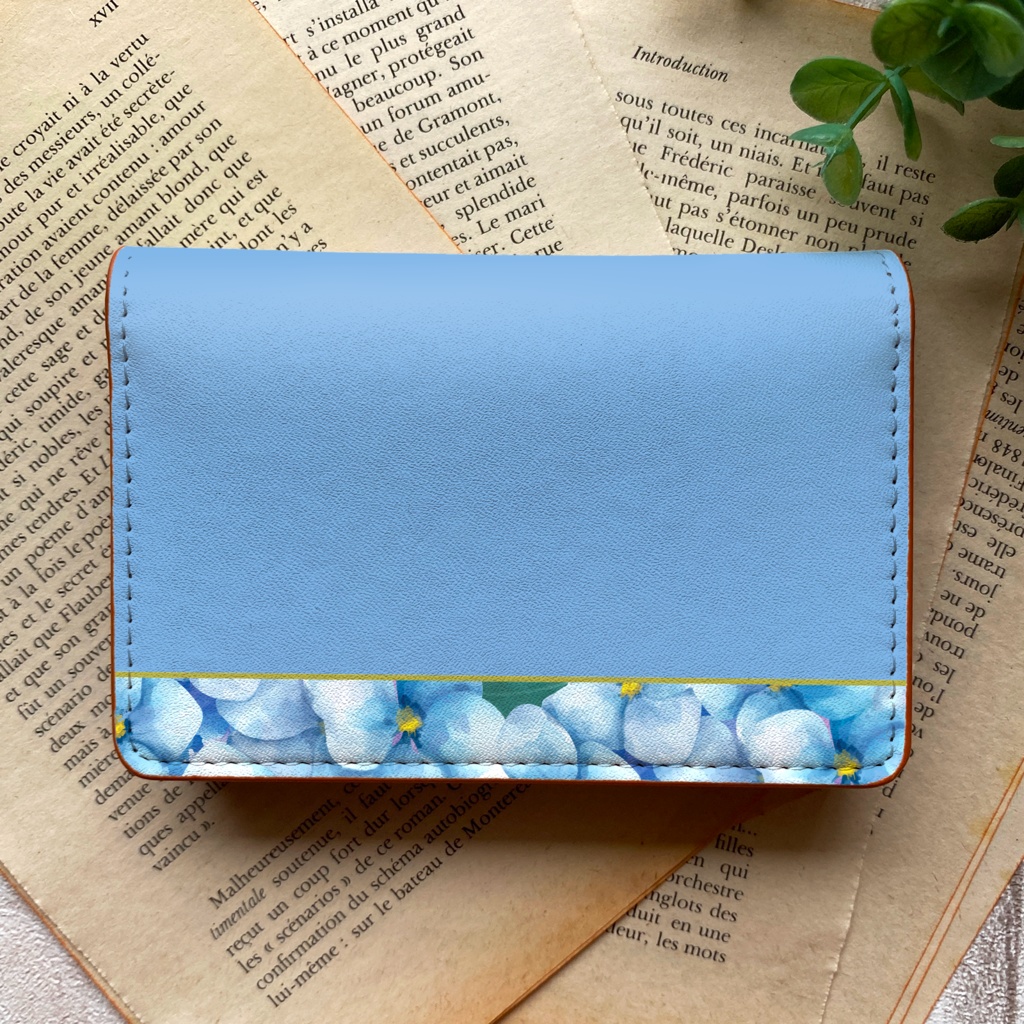 梅雨の紫陽花の名刺ケース(薄青) 花 アジサイ 雨 夏 カードケース 名刺入れ