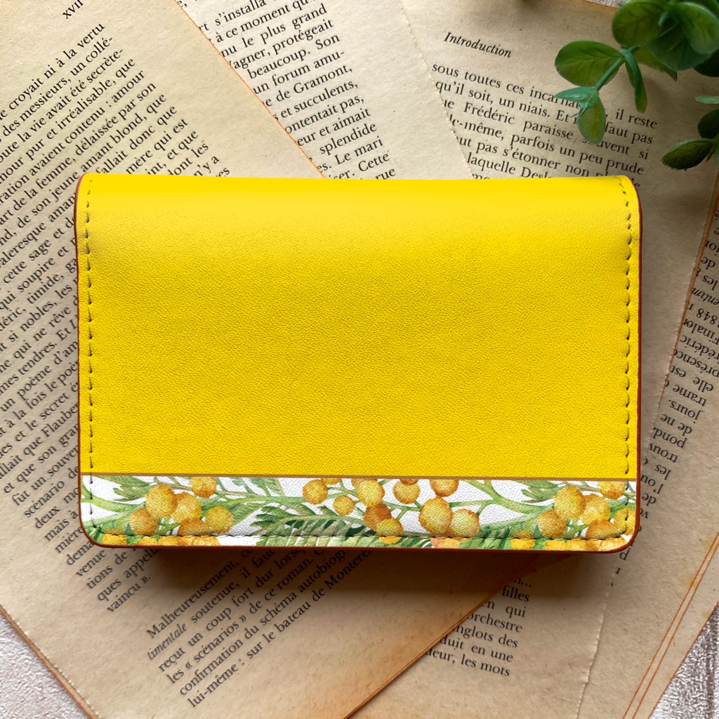 ミモザの名刺ケース(イエロー) 花 ミモザ イエロー カードケース 名刺入れ
