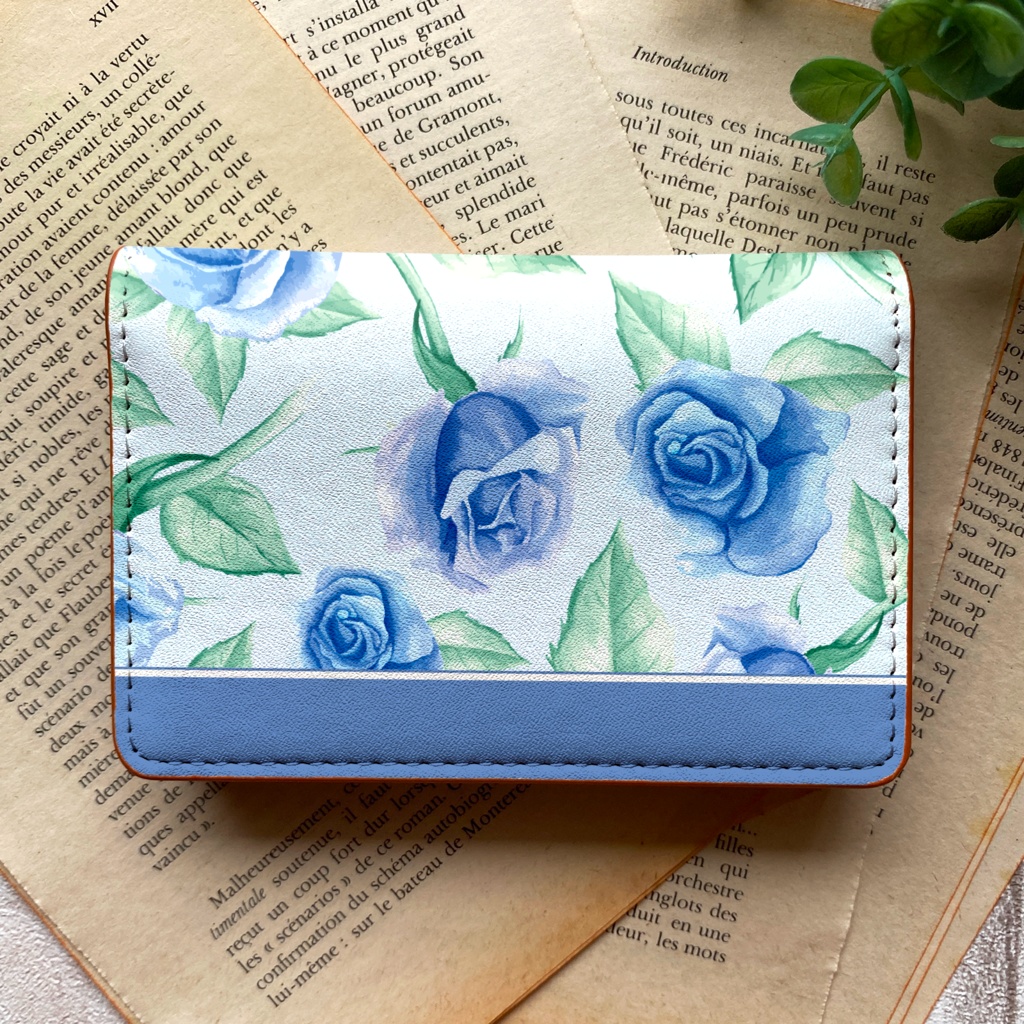 ブルーローズの名刺ケース バラ 花 カードケース 名刺入れ