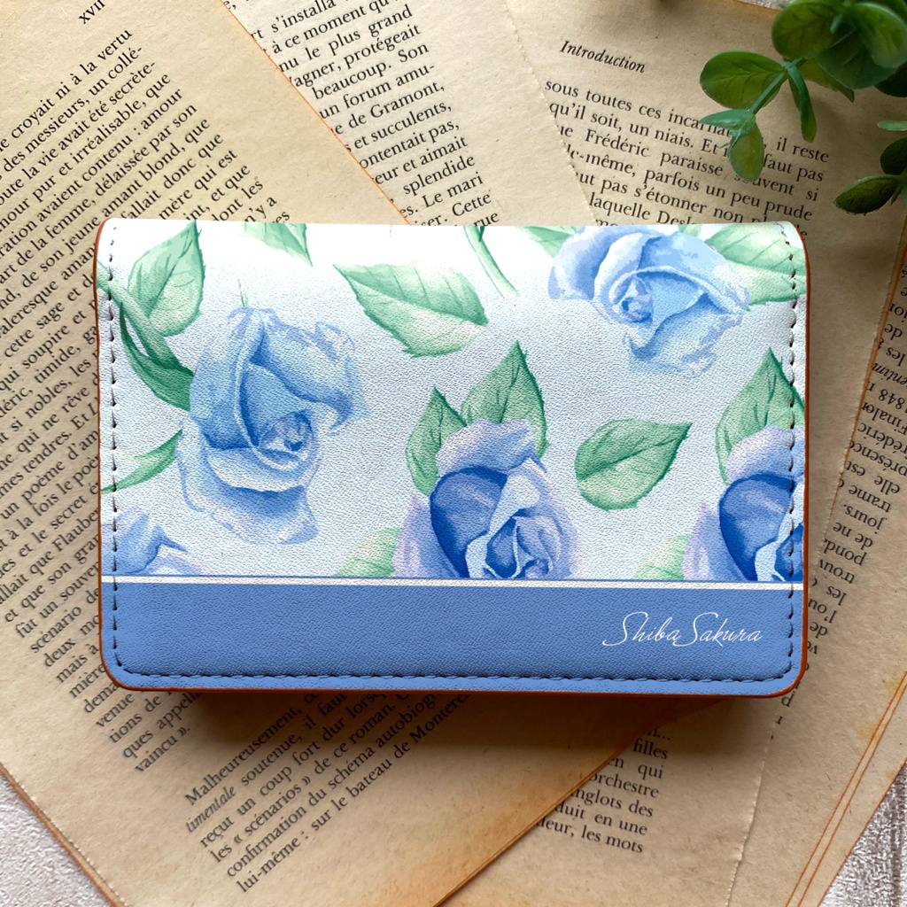 ブルーローズの名刺ケース バラ 花 カードケース 名刺入れ