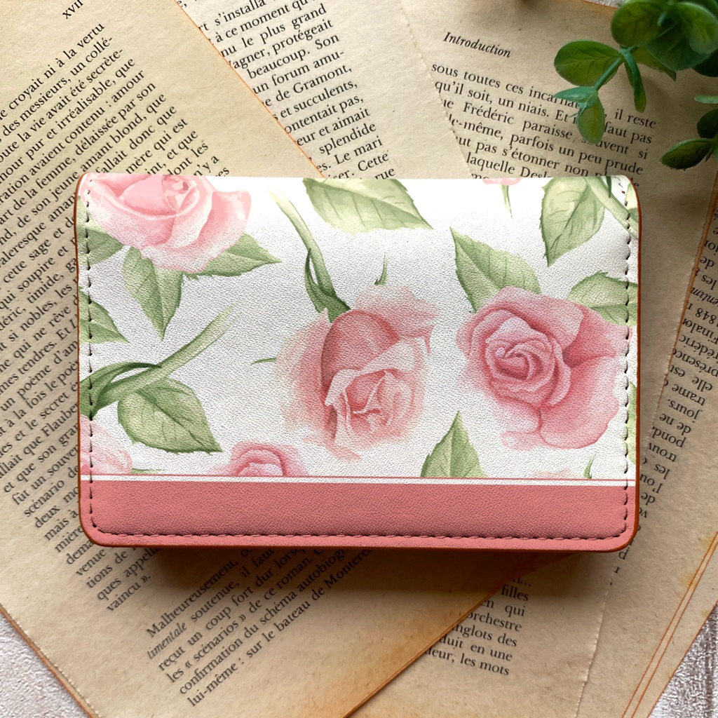 ピンクローズの名刺ケース バラ 花 カードケース 名刺入れ