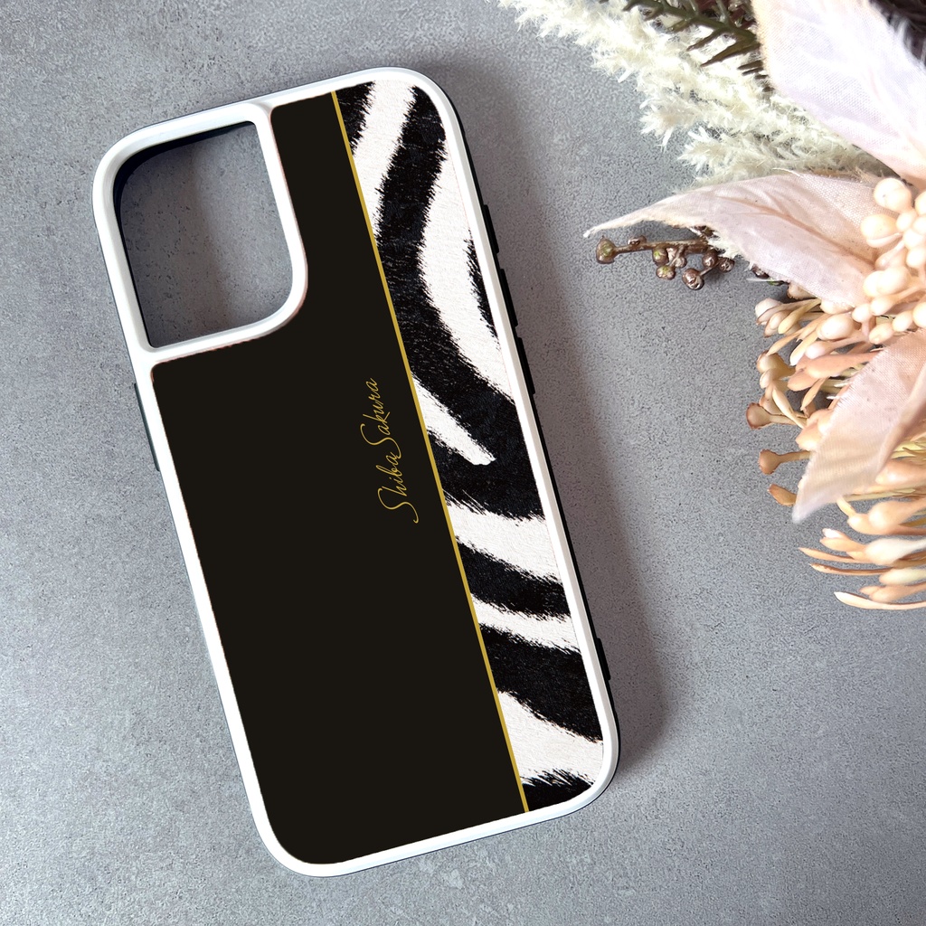 ゼブラ×ブラックのガラススマホケース シマウマ スマホケース 強化ガラス iPhone17e Air iPhone16 iphone15 iphone13 iphone14
