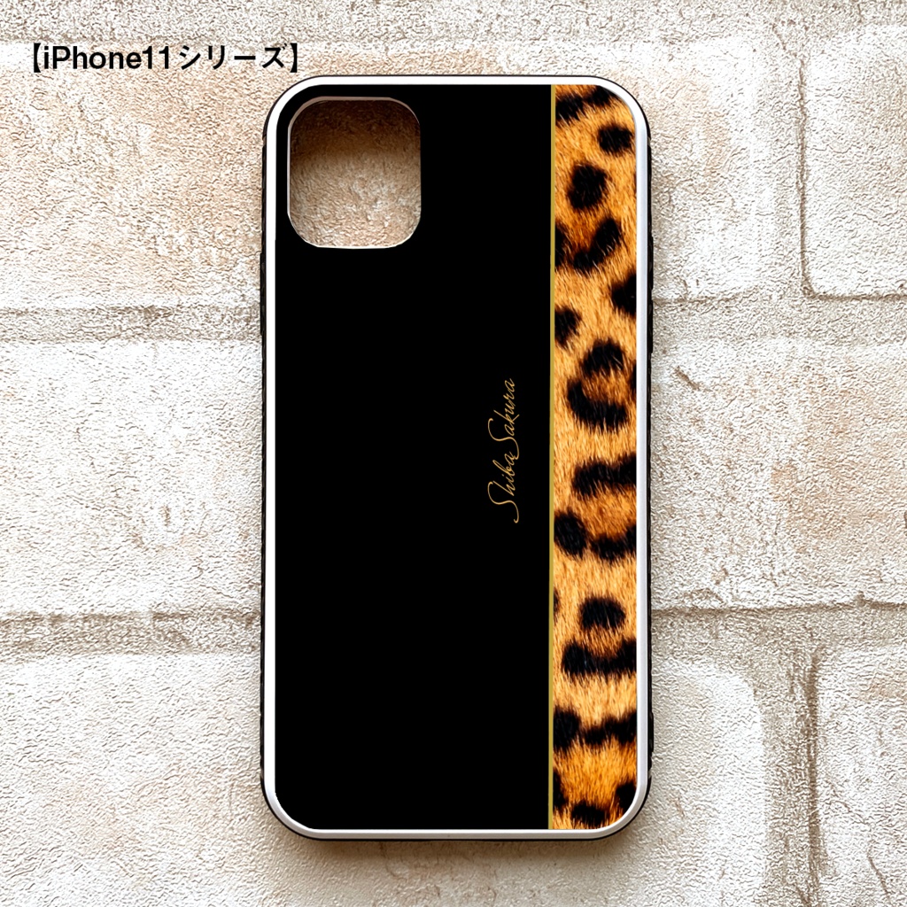 レオパード×ブラック ガラススマホケース ベンガル レオパード 猫 iPhone17 Air スマホケース 強化ガラス iPhone16 iphone13 iphone15 iphone14