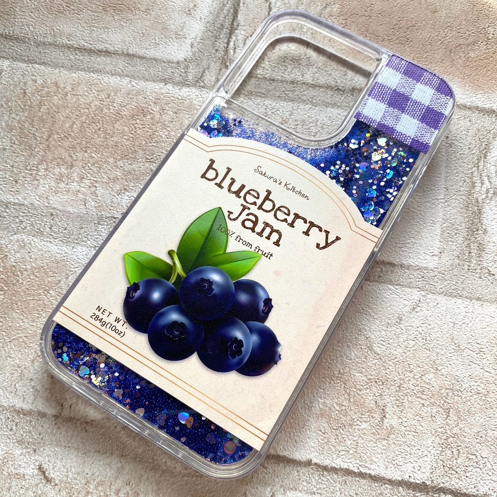 ブルーベリージャムのグリッターケース スマホケース iphone17 air iPhone15 iphone14 ブルーベリー グリッター キラキラ iPhone16e