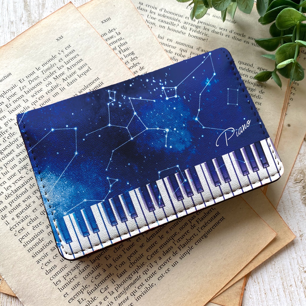 宇宙とピアノの名刺ケース  ピアノ 音楽 メンズ カードケース 名刺入れ  宇宙 銀河 星座