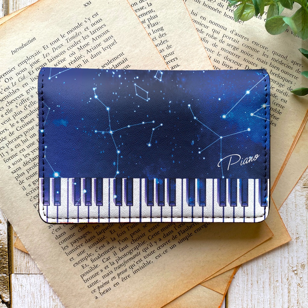 宇宙とピアノの名刺ケース ピアノ 音楽 メンズ カードケース 名刺入れ 宇宙 銀河 星座