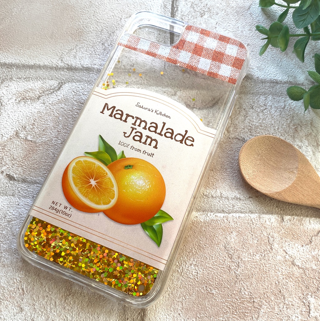 マーマレードジャムのグリッターケース スマホケース iphone17 air iPhone15 iphone14 オレンジ マーマレード グリッター キラキラ iPhone16e