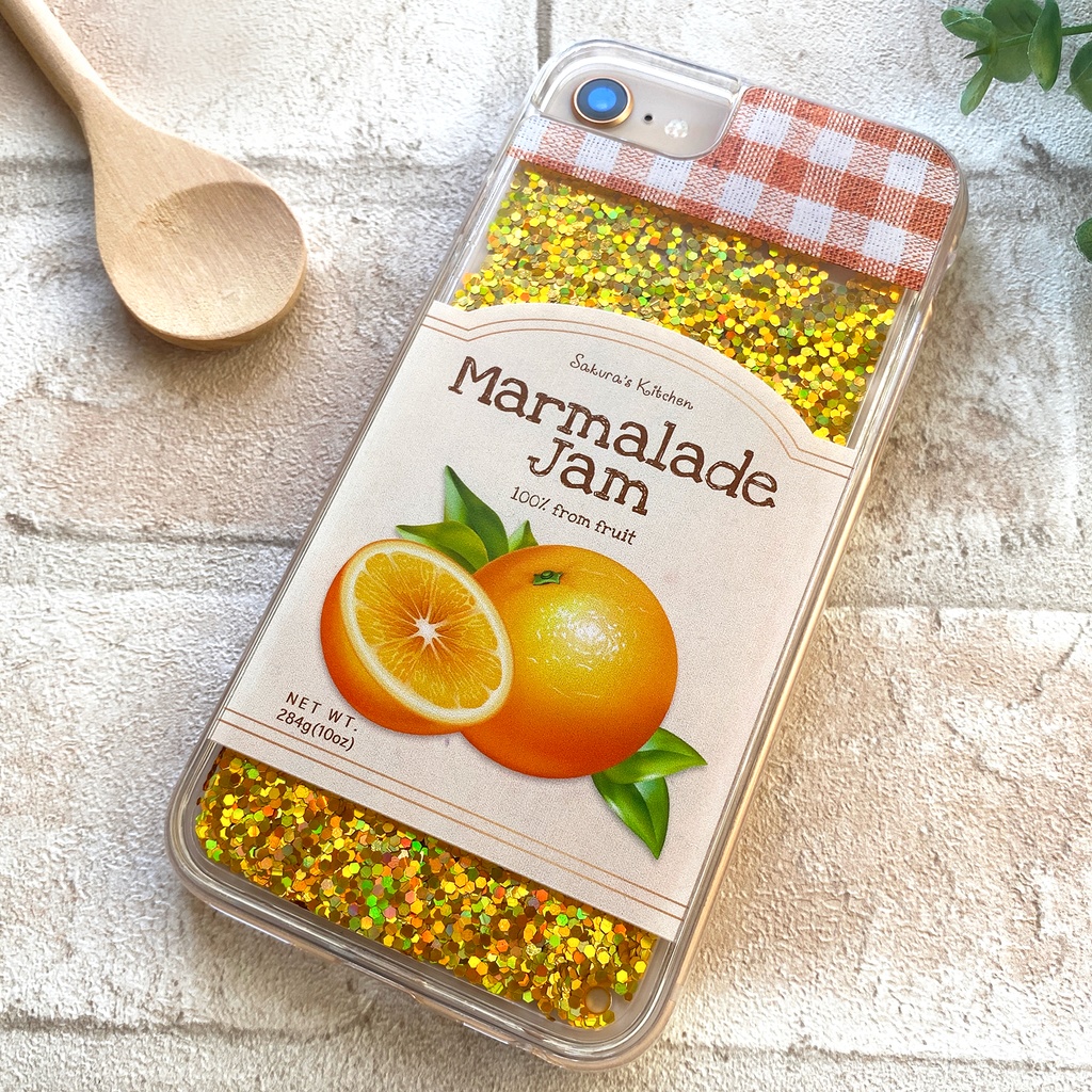 マーマレードジャムのグリッターケース スマホケース iphone17 air iPhone15 iphone14 オレンジ マーマレード グリッター キラキラ iPhone16e