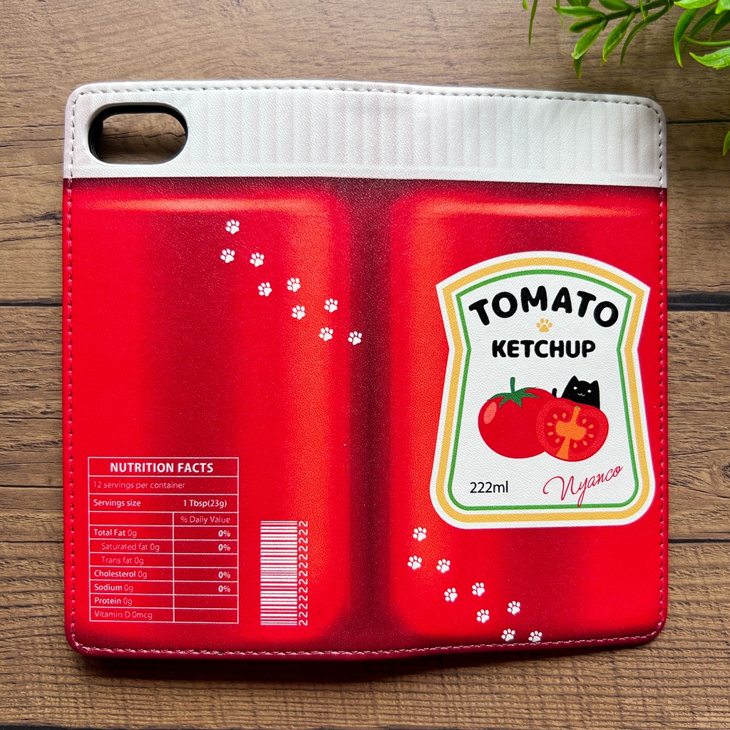 にゃんこケチャップの手帳型スマホケース iphone15 iPhone17 Air トマト 猫 黒猫 スマホケース iphone14 iphone16e