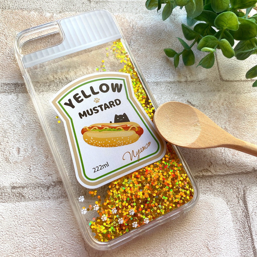 にゃんこマスタードのグリッターケース スマホケース iphone17 air iPhone15 iphone14 猫 黒猫 かわいい メンズ グリッター キラキラ iPhone16e