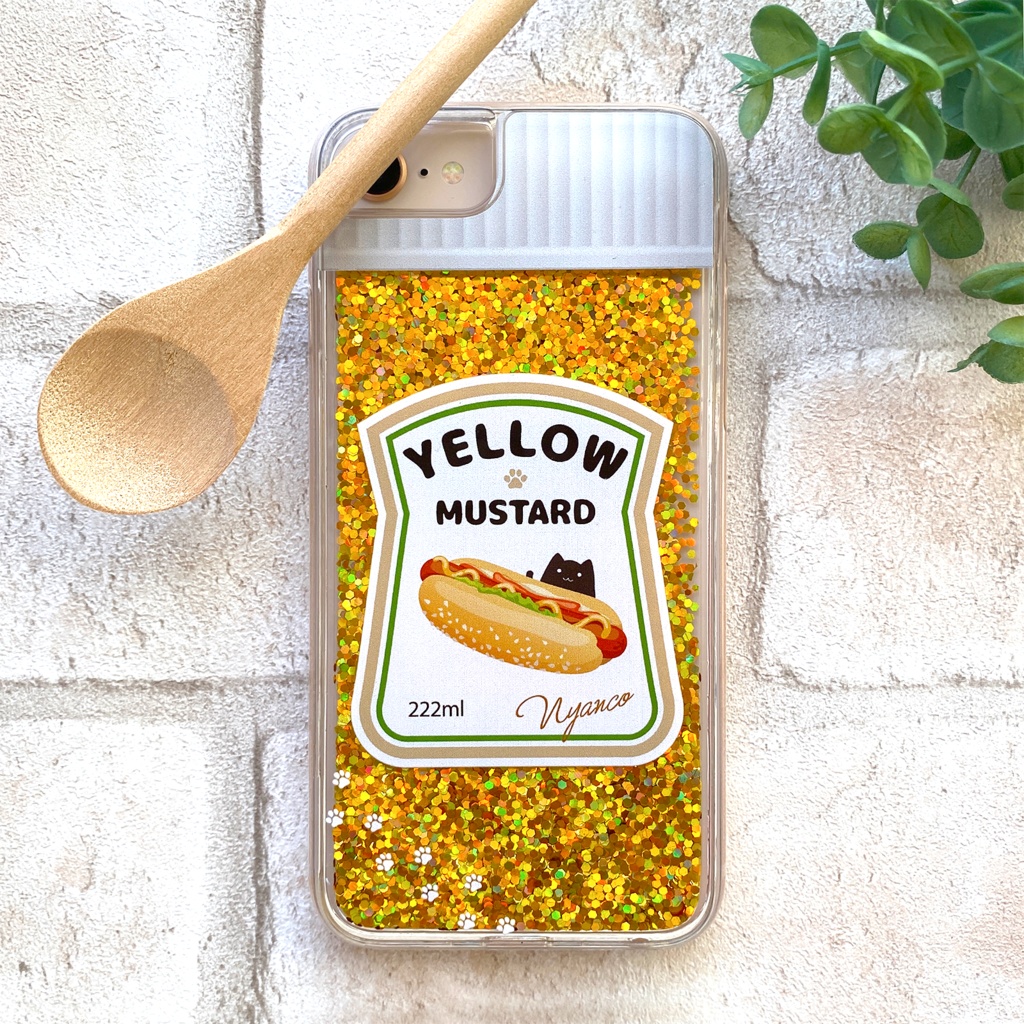 にゃんこマスタードのグリッターケース スマホケース iphone17 air iPhone15 iphone14 猫 黒猫 かわいい メンズ グリッター キラキラ iPhone16e