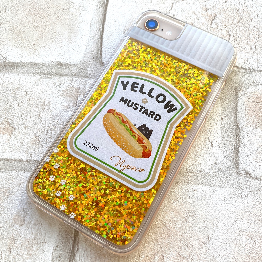 にゃんこマスタードのグリッターケース スマホケース iphone17 air iPhone15 iphone14 猫 黒猫 かわいい メンズ グリッター キラキラ iPhone16e