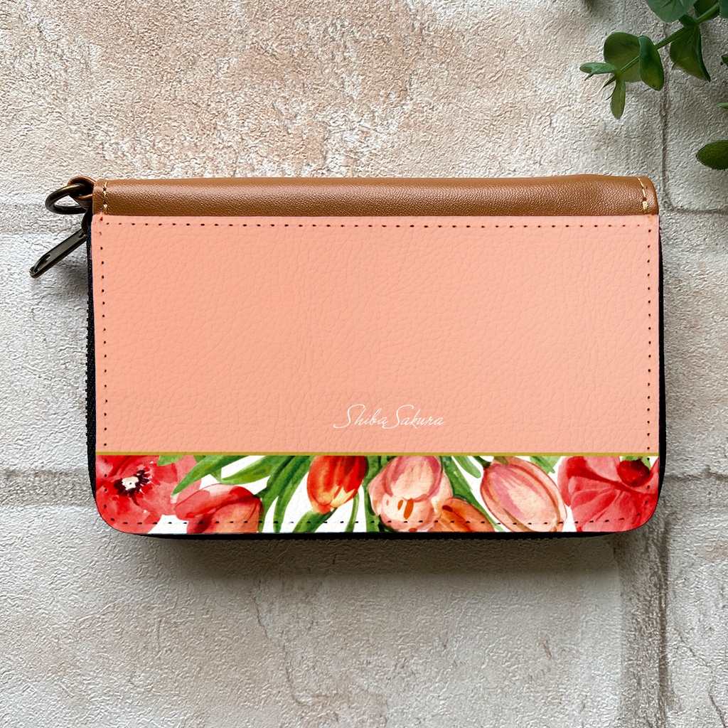チューリップのコインケース(サーモンピンク) チューリップ 春 花 コインケース
