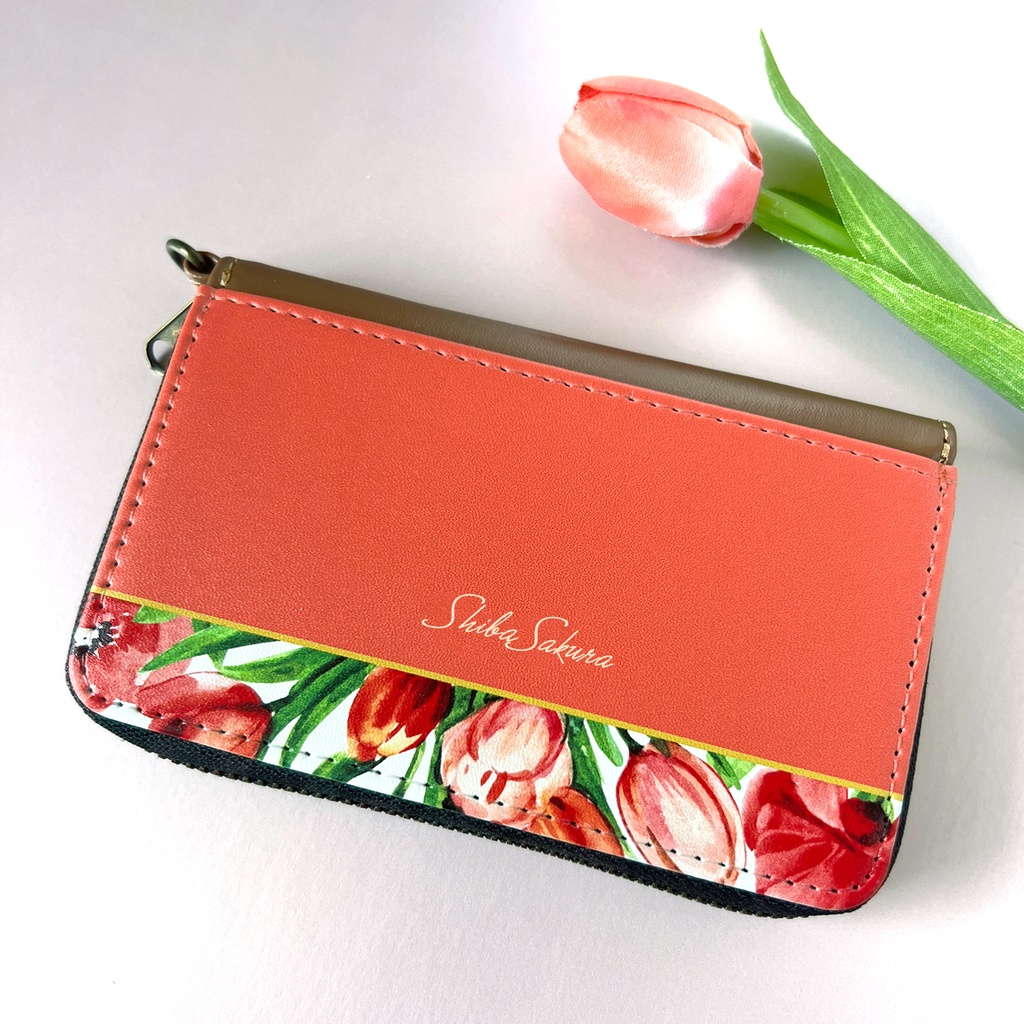 チューリップのコインケース（コーラルピンク） チューリップ 春 花 コインケース