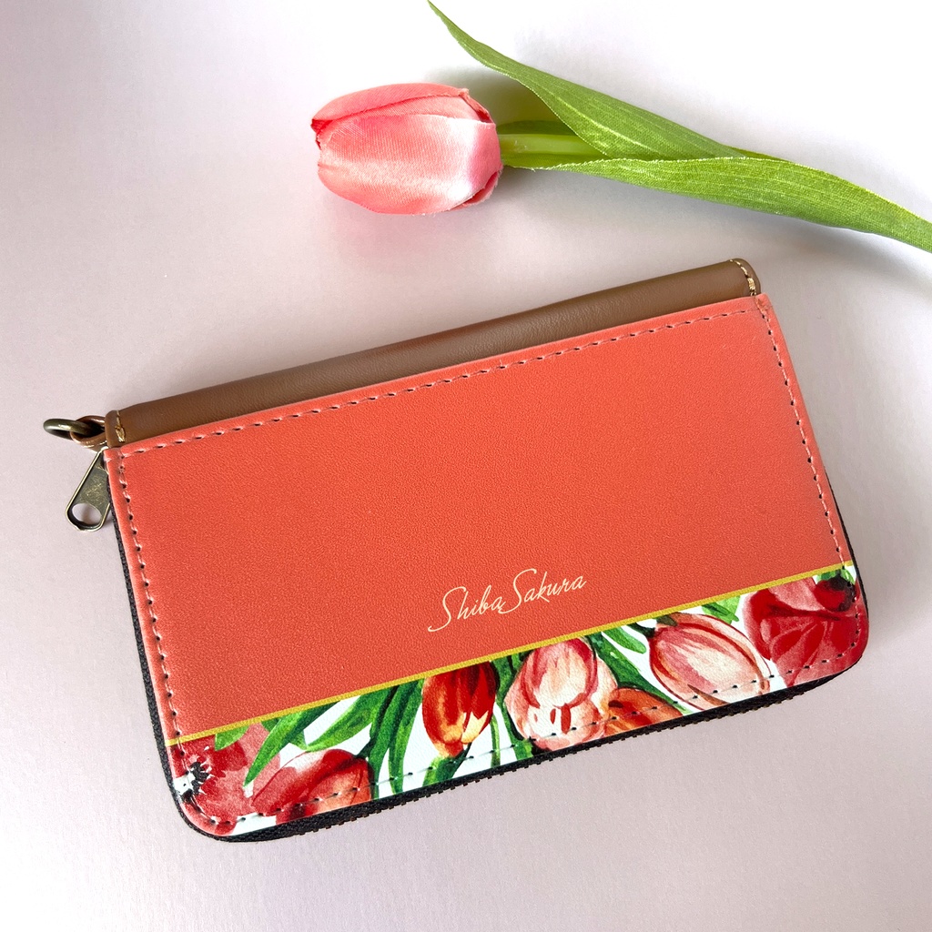 チューリップのコインケース(コーラルピンク) チューリップ 春 花 コインケース