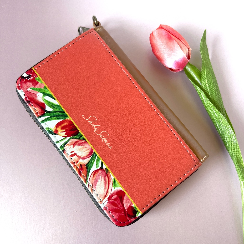 チューリップのコインケース(コーラルピンク) チューリップ 春 花 コインケース