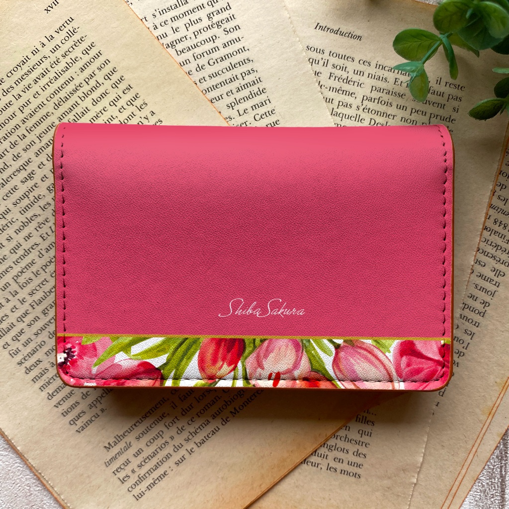 チューリップの名刺ケース(フューシャピンク) 花 チューリップ 春 カードケース 名刺入れ