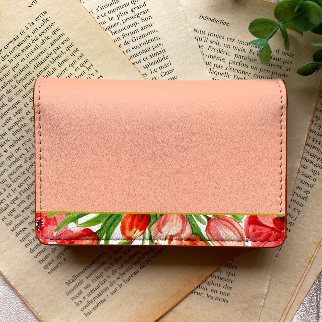 チューリップの名刺ケース(サーモンピンク) 花 チューリップ 春 カードケース 名刺入れ