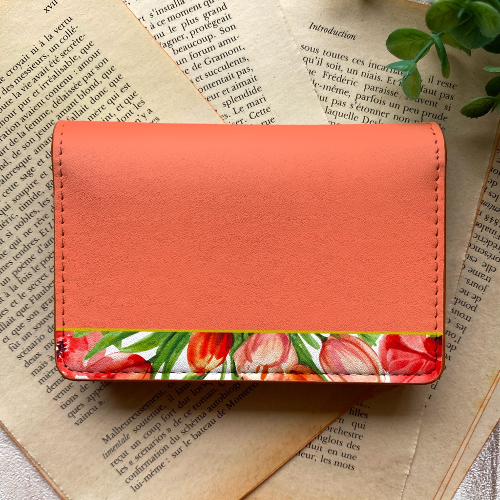 チューリップの名刺ケース(コーラルピンク) 花 チューリップ 春 カードケース 名刺入れ