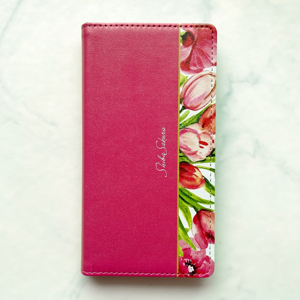 チューリップの手帳型スマホケース(フューシャピンク) iPhone17 Air iphone14 iphone16e iphone15 全機種対応 花 手帳型 スマホケース チューリップ 春