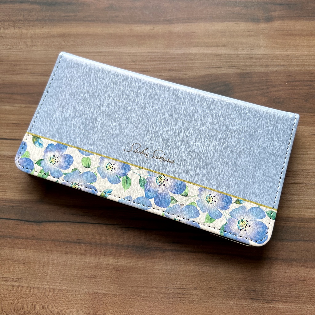 ネモフィラの手帳型スマホケース(ベビーブルー) ネモフィラ iPhone17 Air iphone15 iphone14 iphone16e 全機種対応 春 夏 手帳型 SE3 第3世代