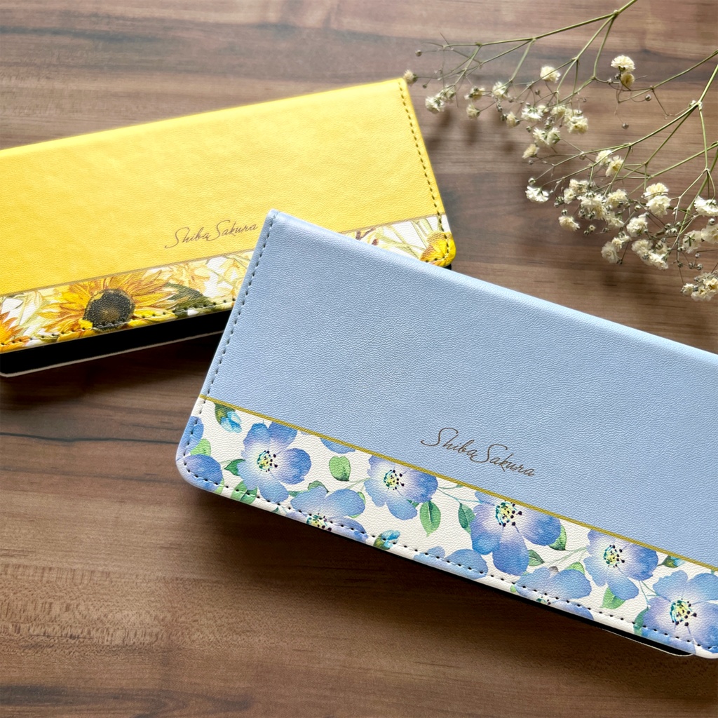 ネモフィラの手帳型スマホケース(ベビーブルー) ネモフィラ iPhone17 Air iphone15 iphone14 iphone16e 全機種対応 春 夏 手帳型 SE3 第3世代