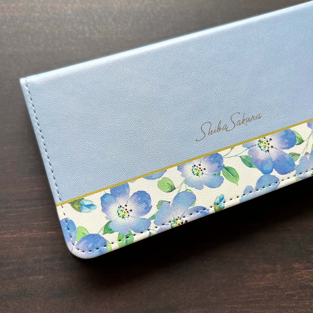 ネモフィラの手帳型スマホケース(ベビーブルー) ネモフィラ iPhone17 Air iphone15 iphone14 iphone16e 全機種対応 春 夏 手帳型 SE3 第3世代