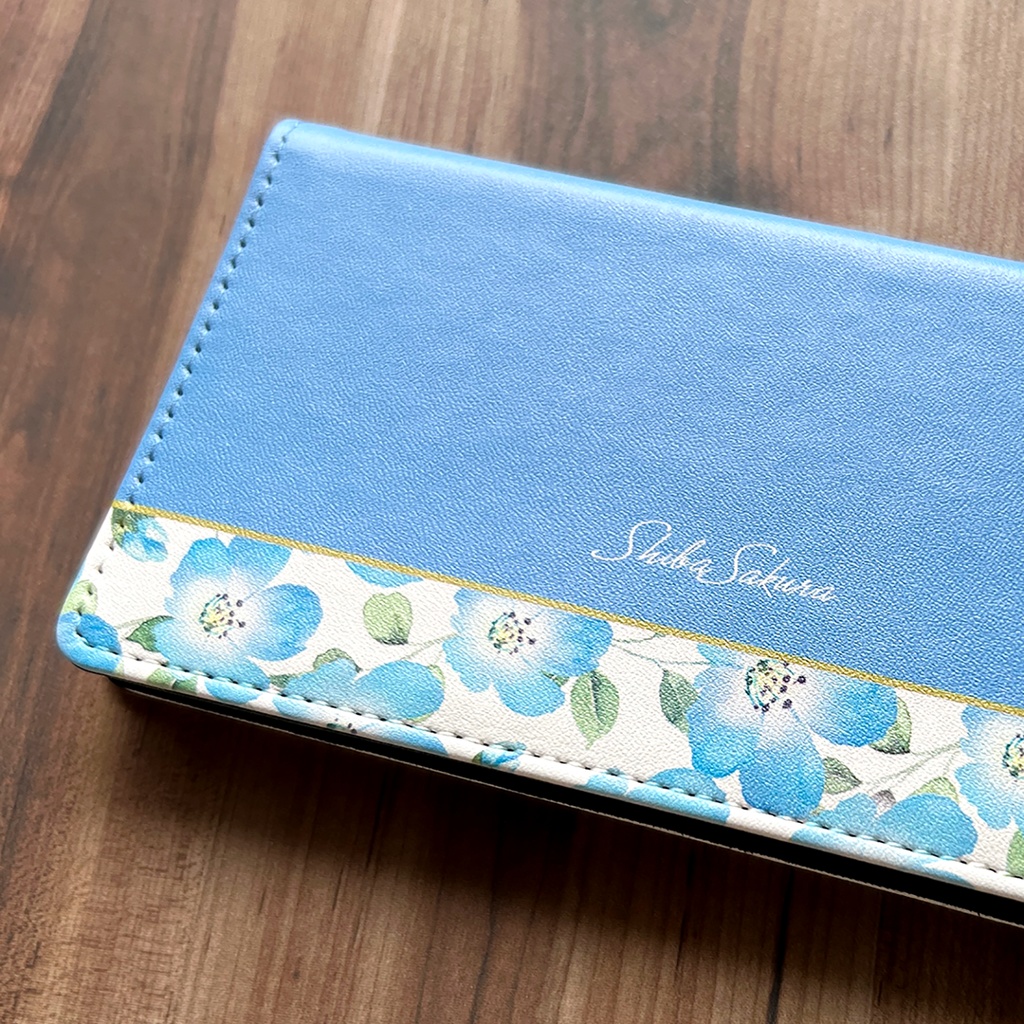 ネモフィラの手帳型スマホケース(スカイブルー) ネモフィラ iphone15 iphone14 iphone16e 全機種対応 春 夏 手帳型 SE3 第3世代