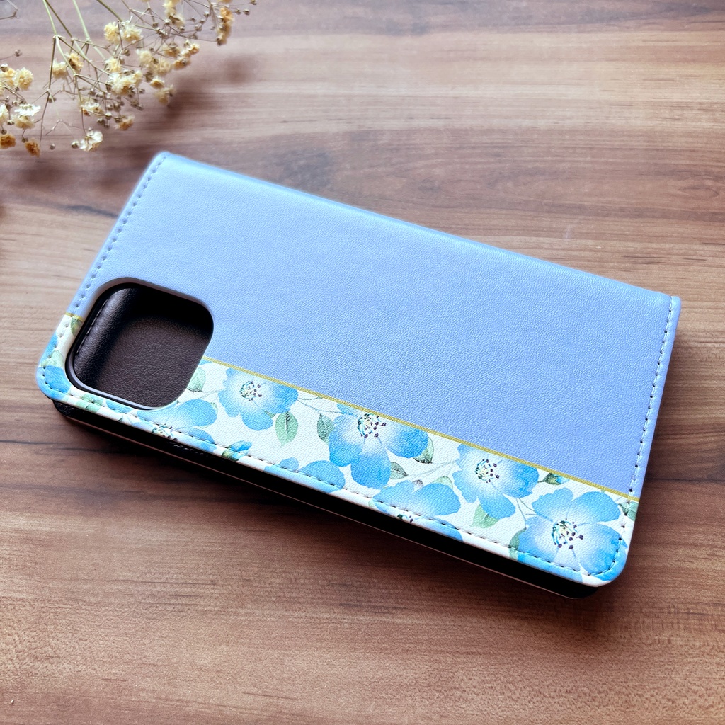 ネモフィラの手帳型スマホケース(ゼニスブルー) ネモフィラ iPhone17 Air iphone15 iphone14 iphone16e 全機種対応 春 夏 手帳型 SE3 第3世代
