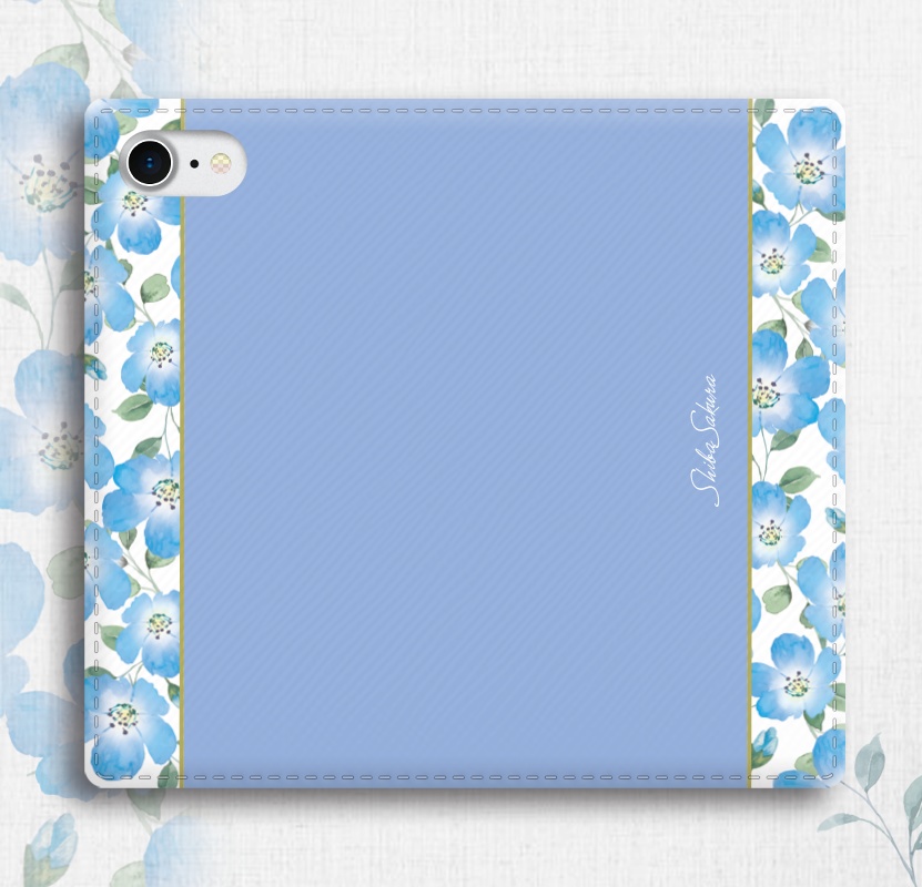 ネモフィラの手帳型スマホケース(ゼニスブルー) ネモフィラ iPhone17 Air iphone15 iphone14 iphone16e 全機種対応 春 夏 手帳型 SE3 第3世代