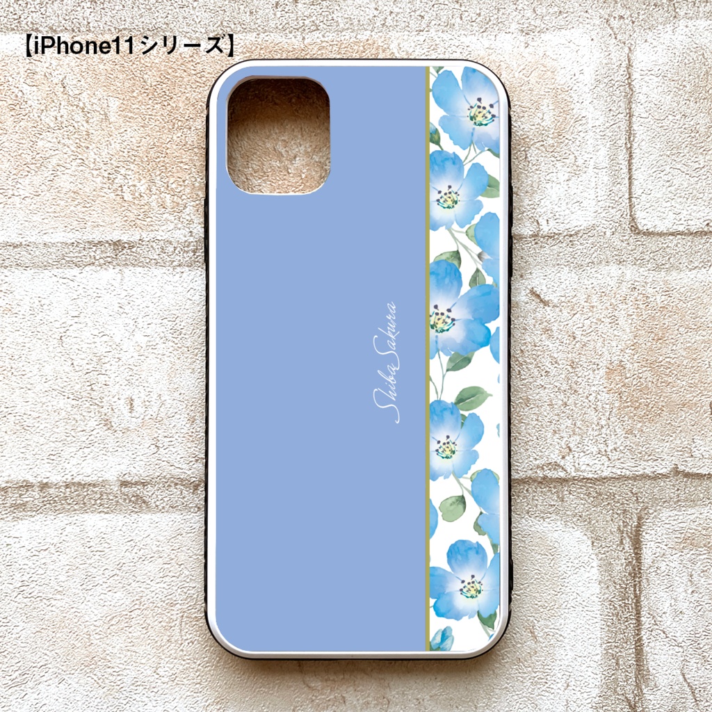 ネモフィラのガラススマホケース(ゼレスブルー) ネモフィラ iPhone17 Air iphone16 iphone15 夏 春 花 SE3 第3世代 iphone13 iphone14