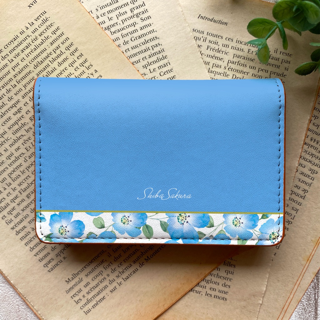 ネモフィラの名刺ケース(スカイブルー) ネモフィラ 青 夏 春 花 カードケース 名刺入れ