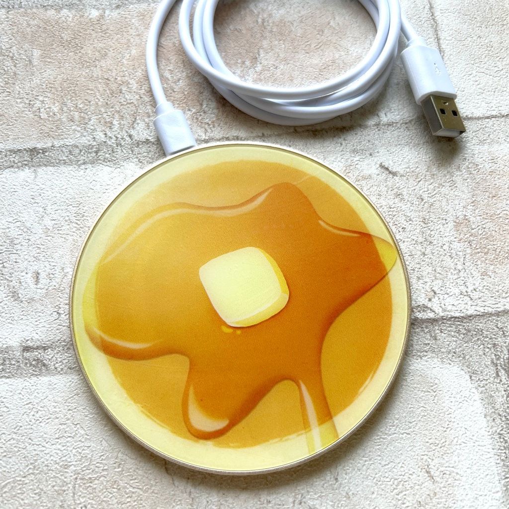 つやつやパンケーキのモバイルバッテリー Qi ワイヤレス 充電器 ホットケーキ