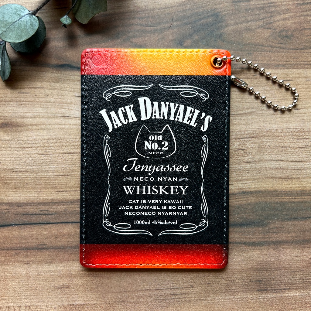 【7colors】ウイスキーにゃんこのパスケース 猫 定期入れ 酒 メンズ カードケース