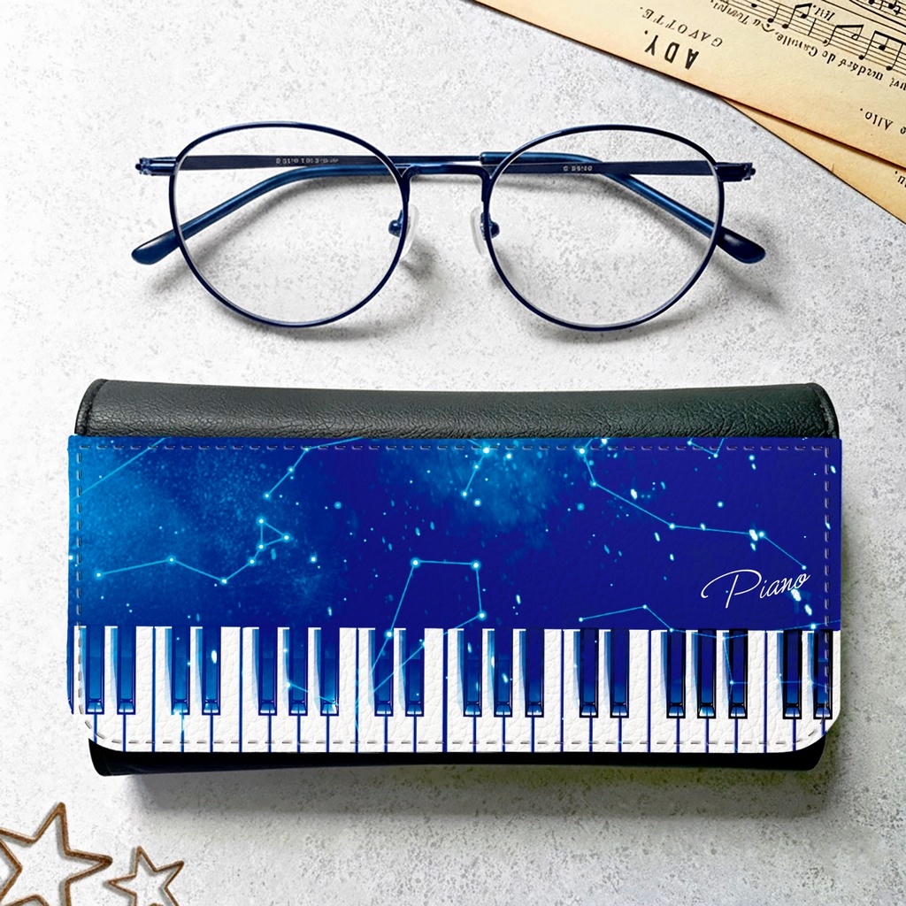 宇宙ピアノのメガネケース 音楽 メンズ プレゼント ピアノ 宇宙 星座