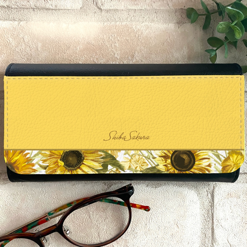夏のひまわりのメガネケース 花 夏 向日葵