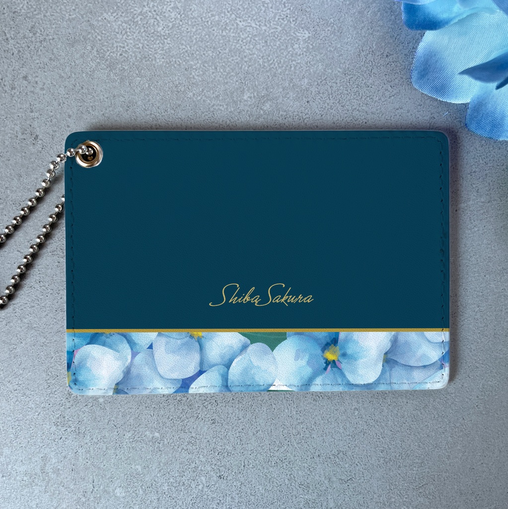 梅雨の紫陽花のパスケース 紫陽花 花 定期入れ カードケース