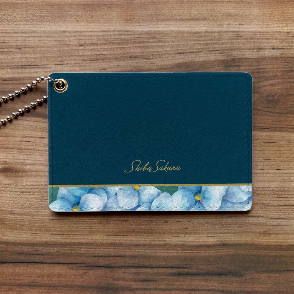 梅雨の紫陽花のパスケース 紫陽花 花 定期入れ カードケース