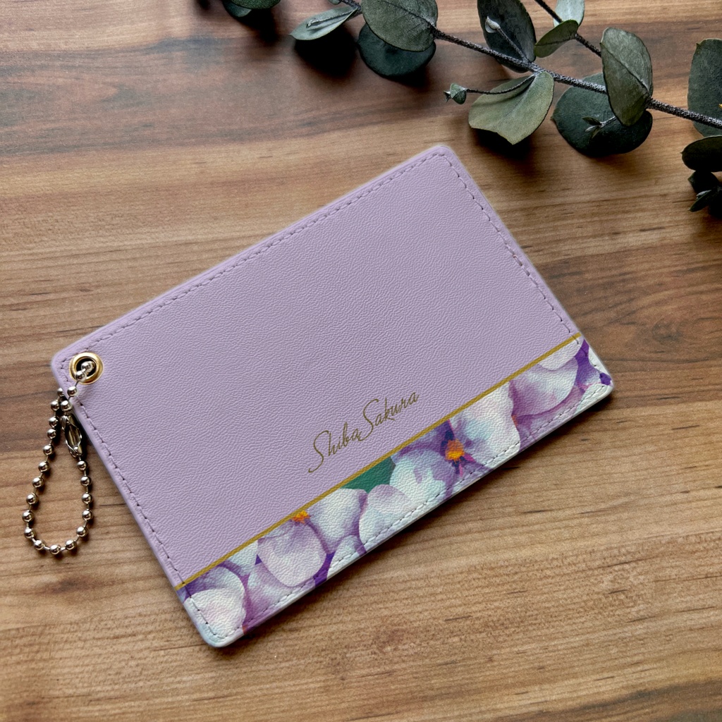 梅雨の紫陽花のパスケース（薄紫） 紫陽花 花 定期入れ カードケース