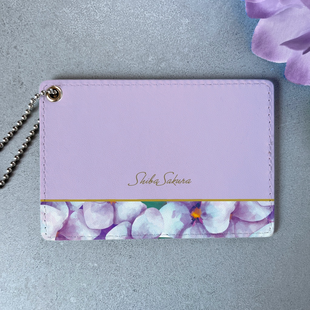 梅雨の紫陽花のパスケース(薄紫) 紫陽花 花 定期入れ カードケース