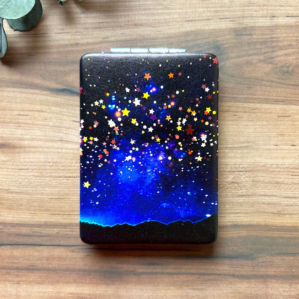 星空デートな猫のコンパクトミラー 猫 黒猫 手鏡 ミラー 宇宙