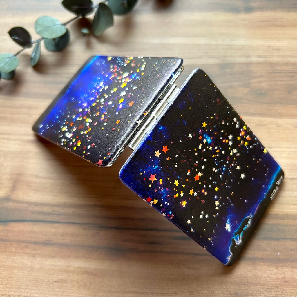 星空デートな猫のコンパクトミラー 猫 黒猫 手鏡 ミラー 宇宙